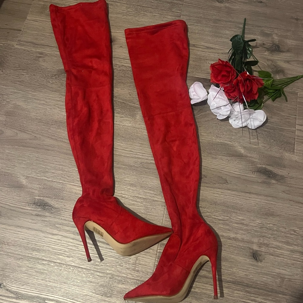 Dominique Vibrant Red Over-the-Knee Boots